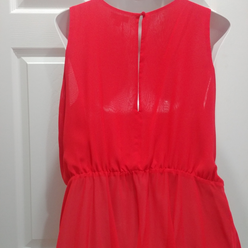 Bisou bright red tank blouse scoop neck with peplum size XL - Picture 6 of 7